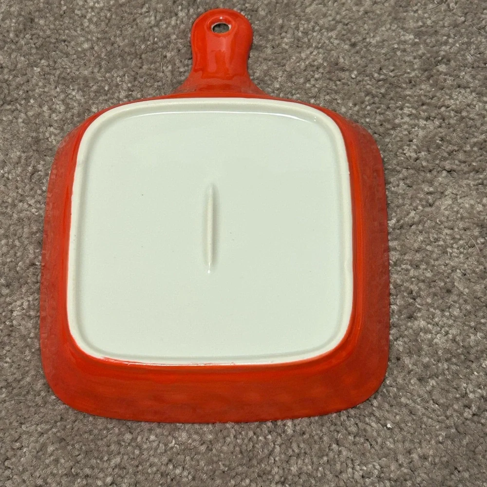 NWOT Vibrant Ceramic Square Plate with Handle
